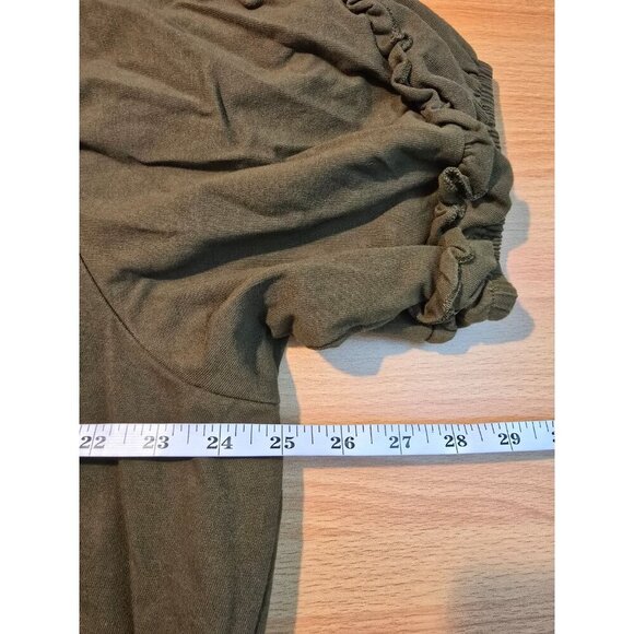 Eloquii Mini Dress 20 Olive Green Ruffle Breathable Casual Cotton Pullover Women - Picture 4 of 12